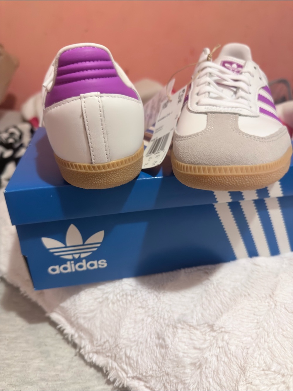 adidas Samba OG J White with Purple Accent Sneakers New IH 2873 (unisex) - Picture 5 of 15